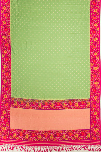 Banarasi Silk Butta Green Saree With Jamdani Border