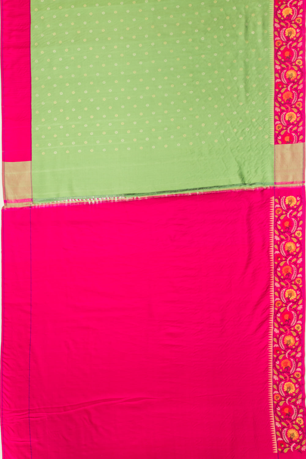 Banarasi Silk Butta Green Saree With Jamdani Border