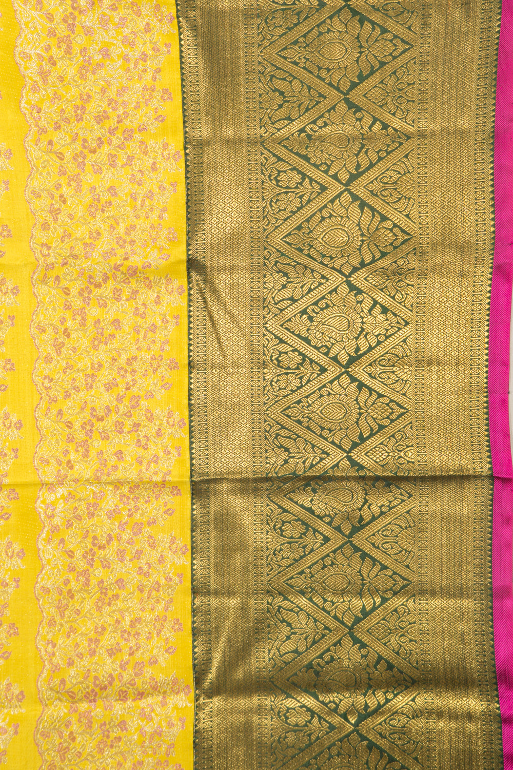Kanchipuram Silk Brocade Yellow Saree