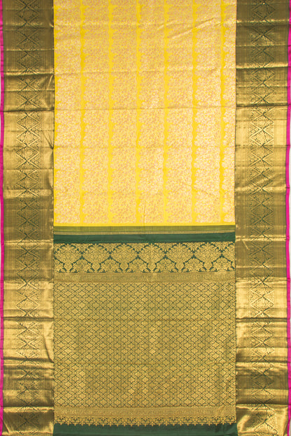 Kanchipuram Silk Brocade Yellow Saree
