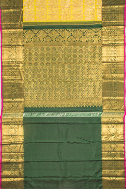 Kanchipuram Silk Brocade Yellow Saree