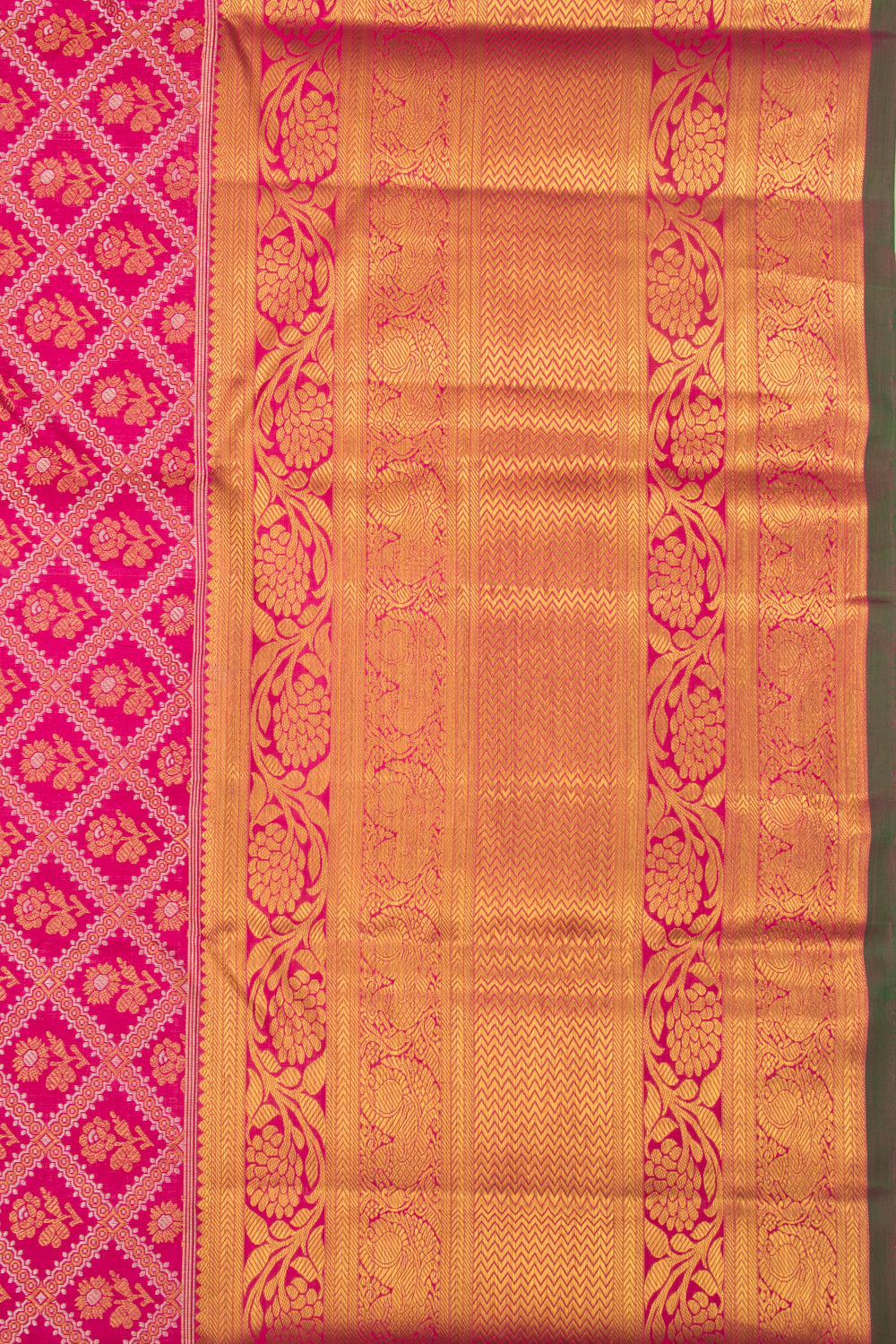 Kanchipuram Silk Checks And Butta Pink Saree