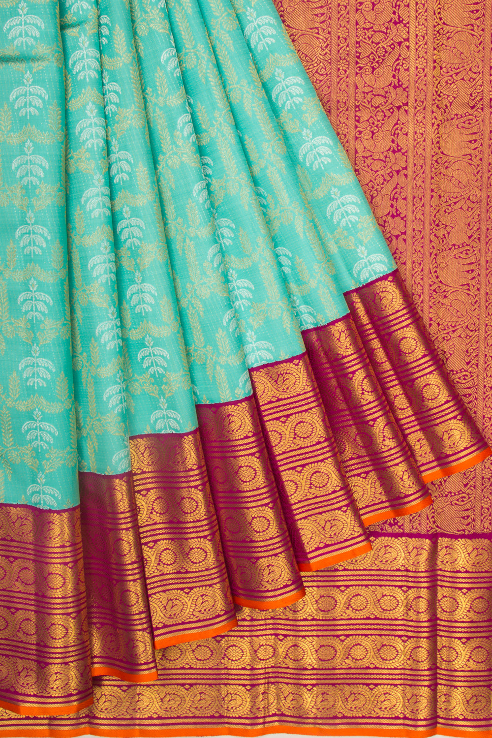 Kanchipuram Silk Brocade Sky Blue Saree