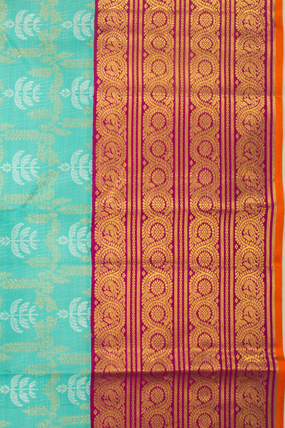 Kanchipuram Silk Brocade Sky Blue Saree