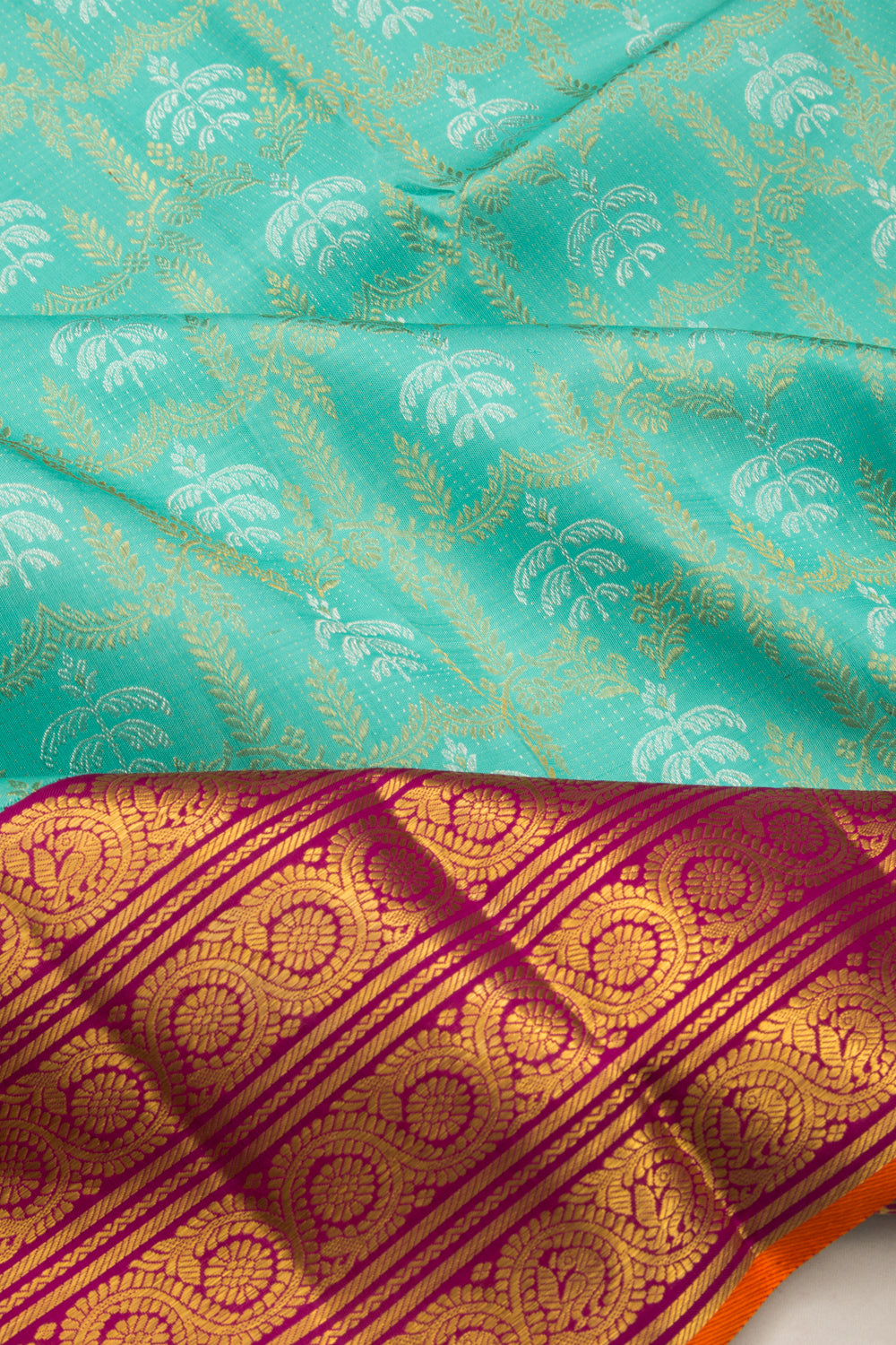 Kanchipuram Silk Brocade Sky Blue Saree
