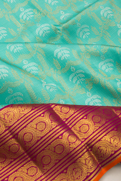 Kanchipuram Silk Brocade Sky Blue Saree
