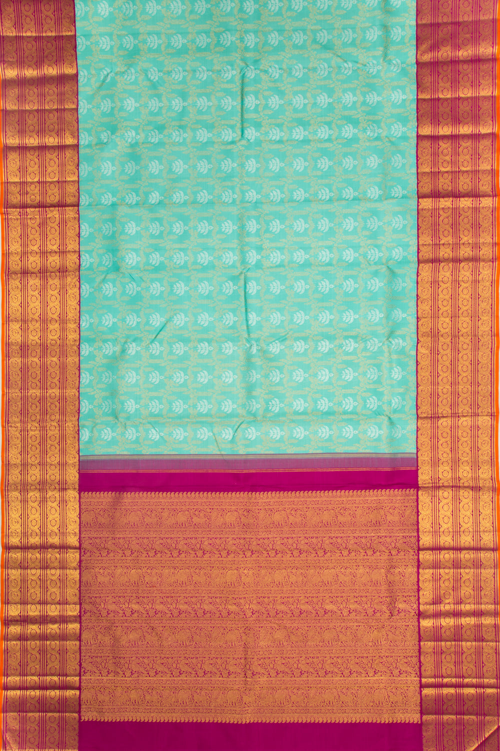 Kanchipuram Silk Brocade Sky Blue Saree