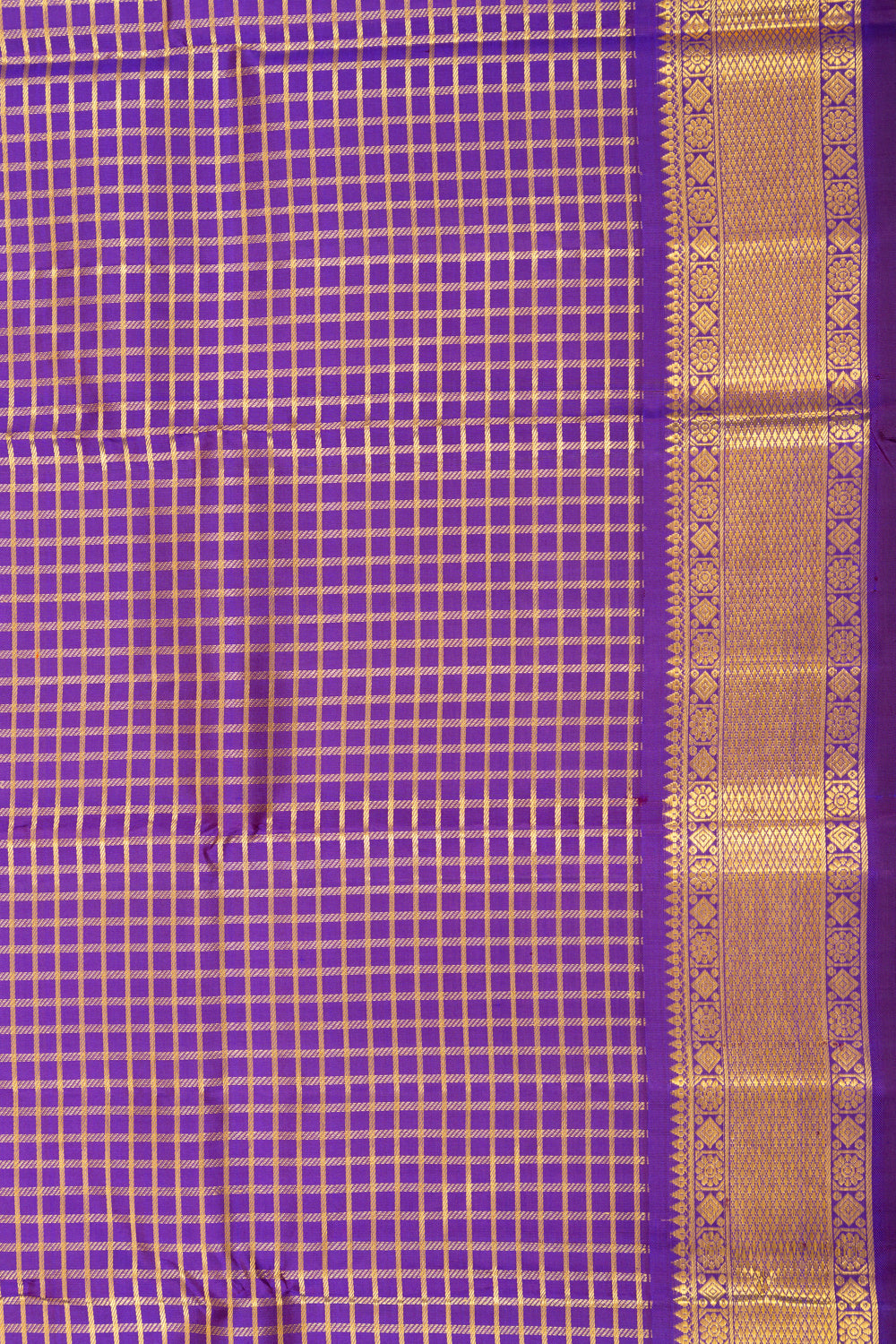 Kanchipuram Silk Checks Violet Saree