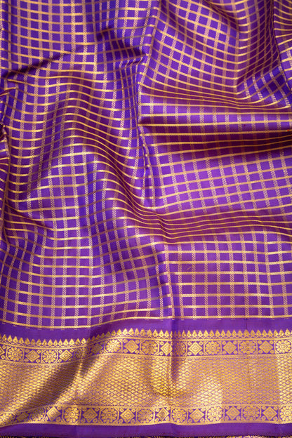 Kanchipuram Silk Checks Violet Saree