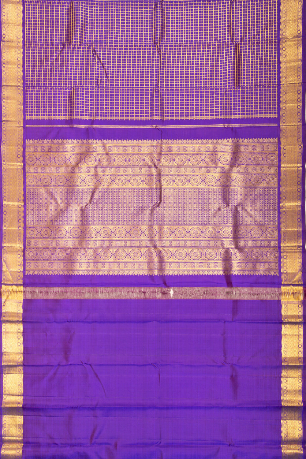 Kanchipuram Silk Checks Violet Saree