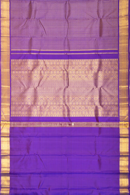 Kanchipuram Silk Checks Violet Saree