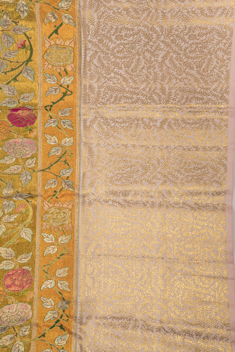Kanchipuram Silk Tissue Jaal Gold Saree