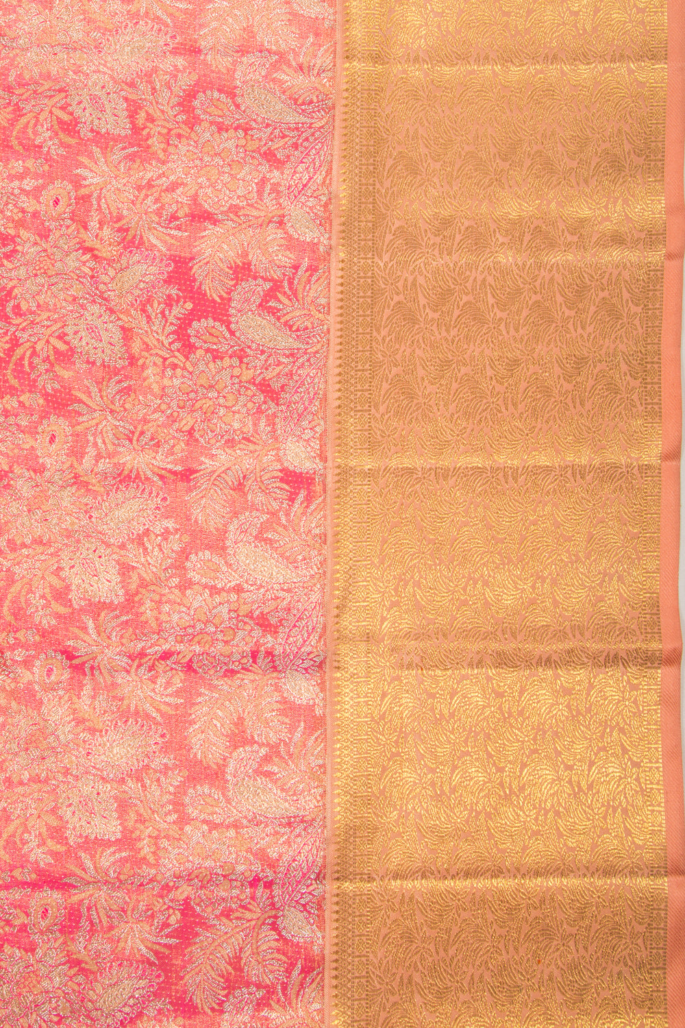 Kanchipuram Silk Tissue Brocade Pink Saree