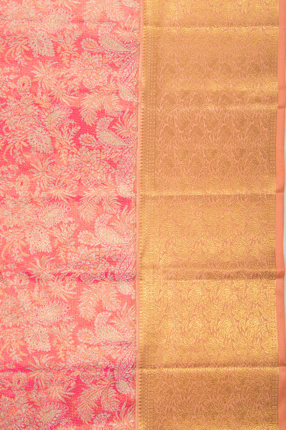 Kanchipuram Silk Tissue Brocade Pink Saree