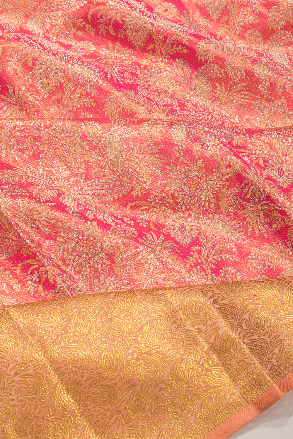 Kanchipuram Silk Tissue Brocade Pink Saree