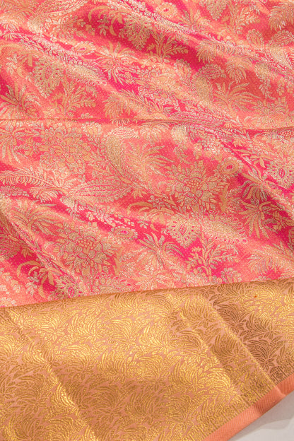 Kanchipuram Silk Tissue Brocade Pink Saree