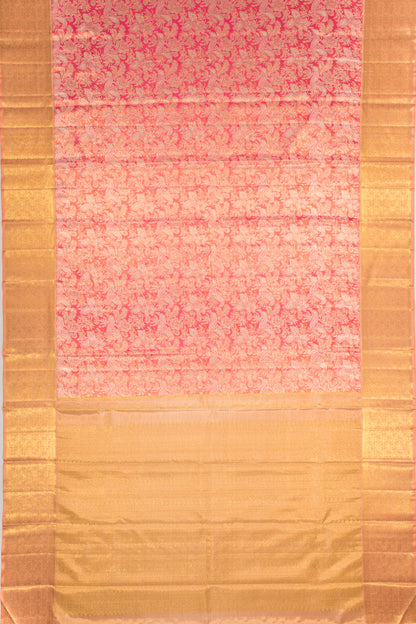 Kanchipuram Silk Tissue Brocade Pink Saree