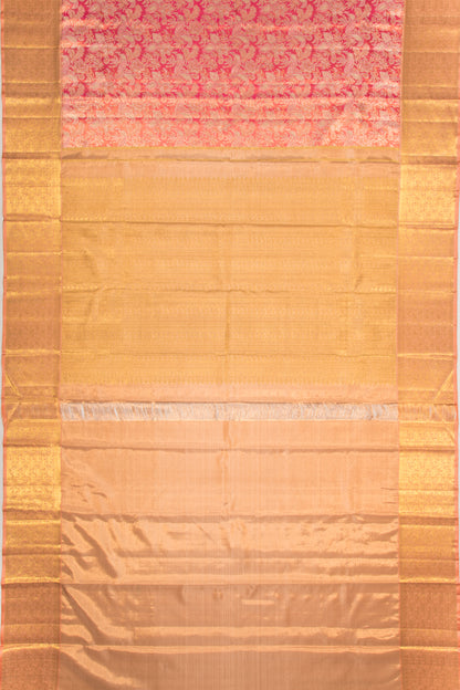 Kanchipuram Silk Tissue Brocade Pink Saree