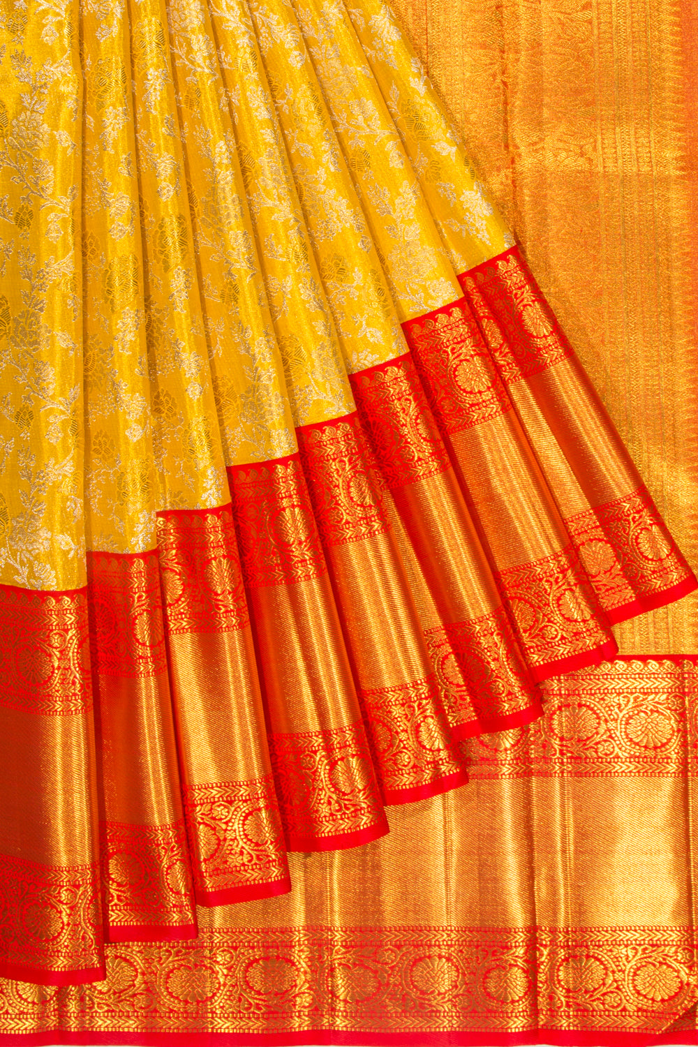 Kanchipuram Silk Tissue Brocade Gold Saree