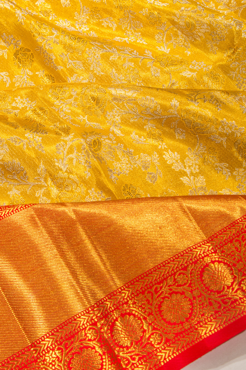 Kanchipuram Silk Tissue Brocade Gold Saree