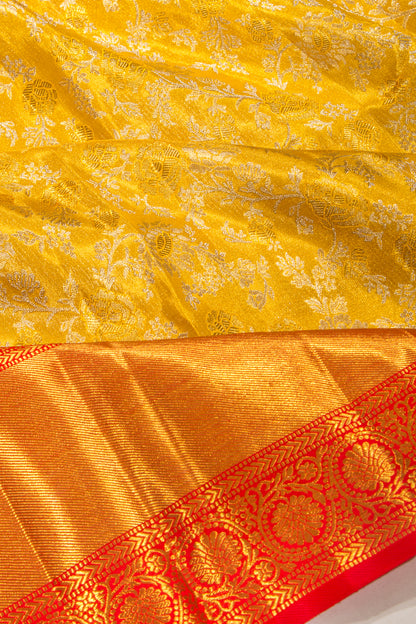 Kanchipuram Silk Tissue Brocade Gold Saree