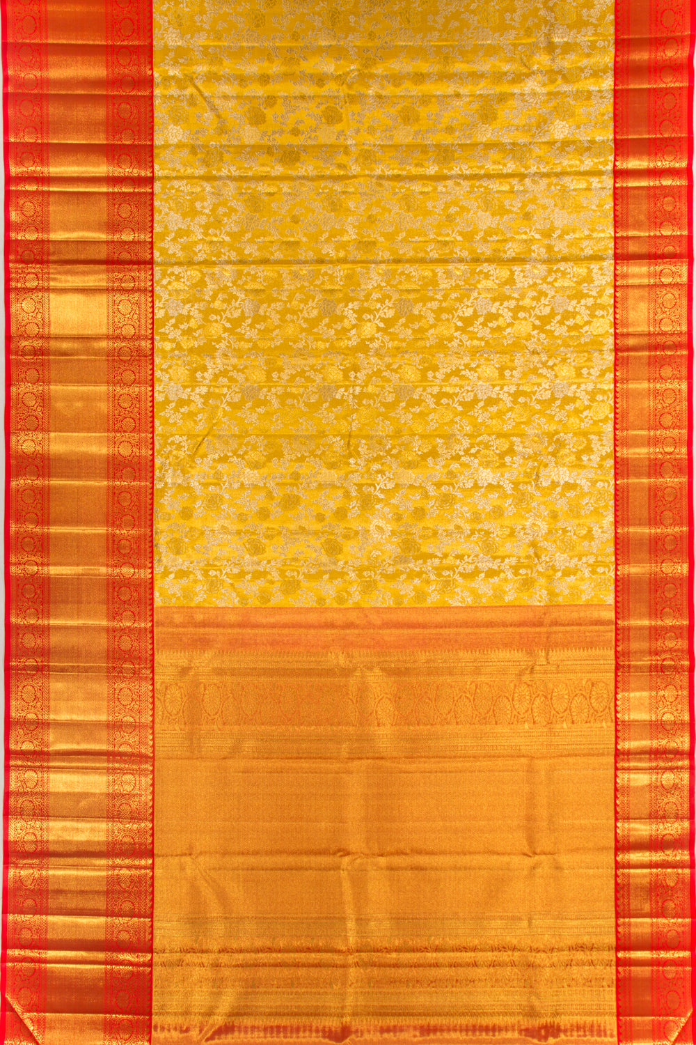 Kanchipuram Silk Tissue Brocade Gold Saree