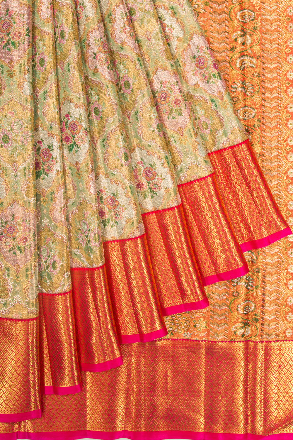 Kanchipuram Silk Tissue Brocade Gold Saree