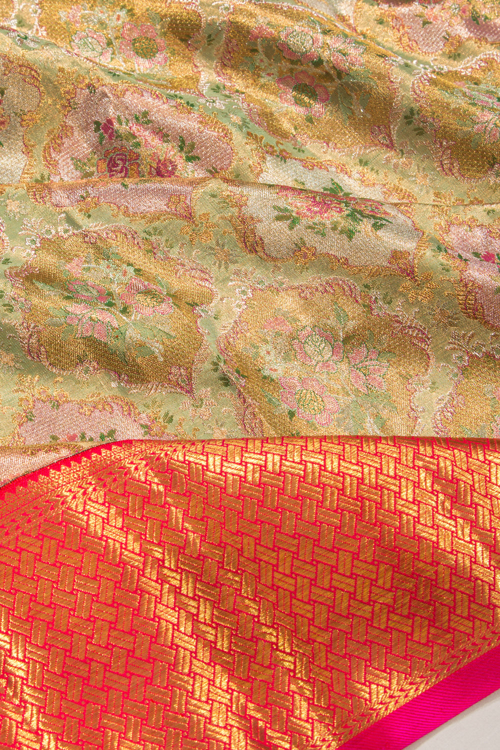 Kanchipuram Silk Tissue Brocade Gold Saree