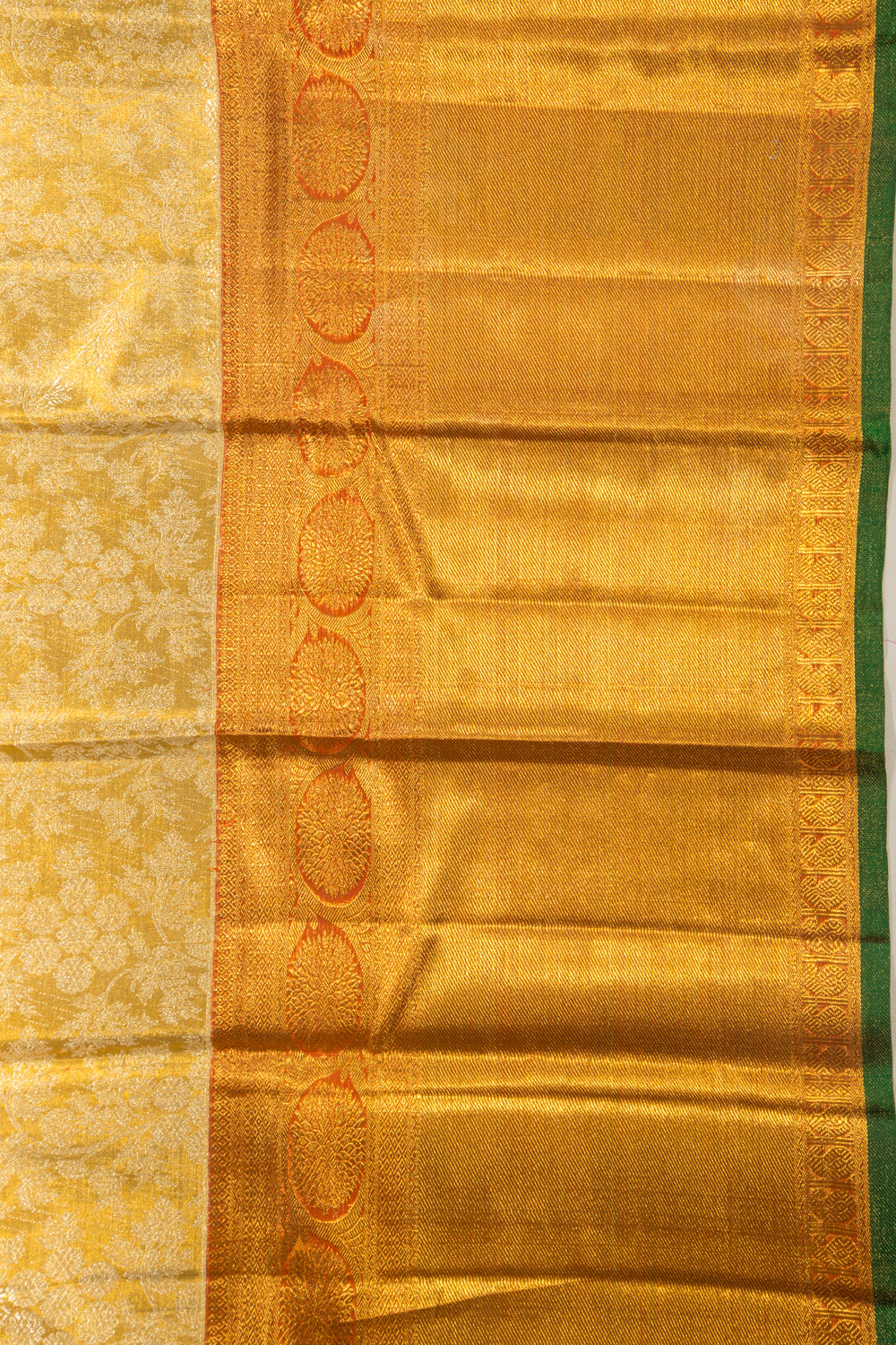 Kanchipuram Silk Tissue Jaal Gold Saree