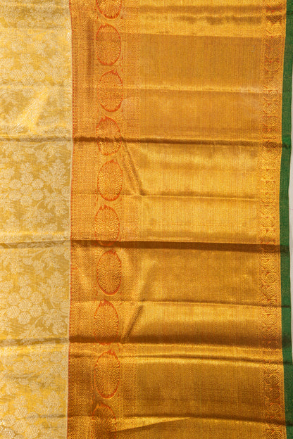 Kanchipuram Silk Tissue Jaal Gold Saree
