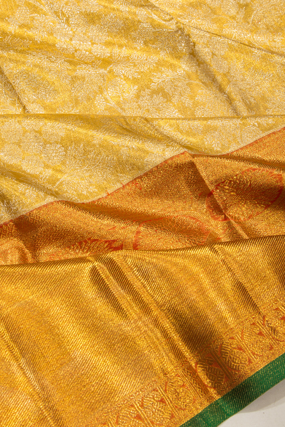Kanchipuram Silk Tissue Jaal Gold Saree
