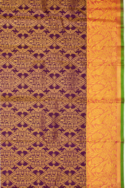 Kanchipuram Silk Brocade Purple Saree