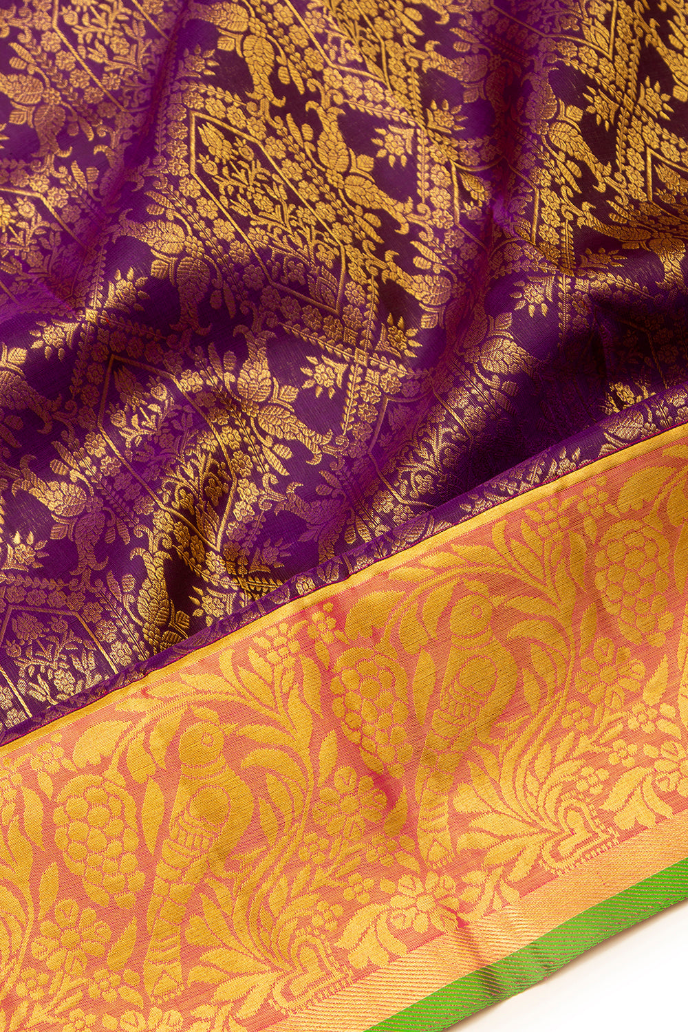 Kanchipuram Silk Brocade Purple Saree