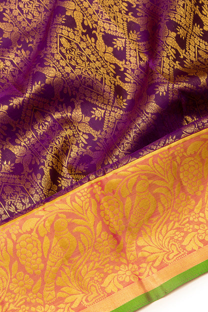 Kanchipuram Silk Brocade Purple Saree