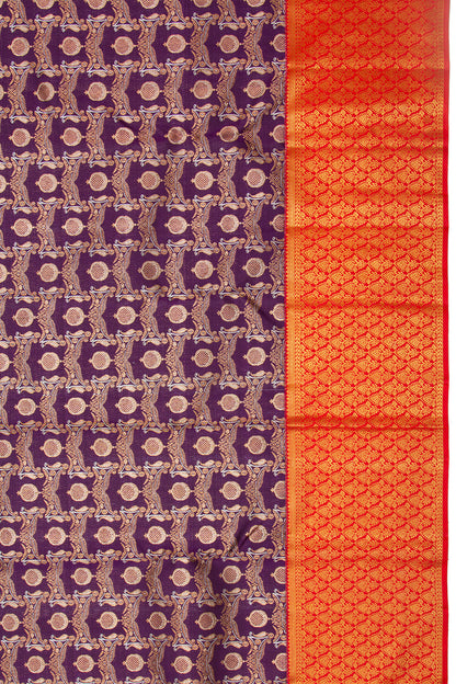 Kanchipuram Silk Brocade Purple Saree