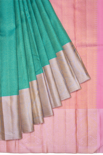Kanchipuram Silk Brocade Sea Green Saree