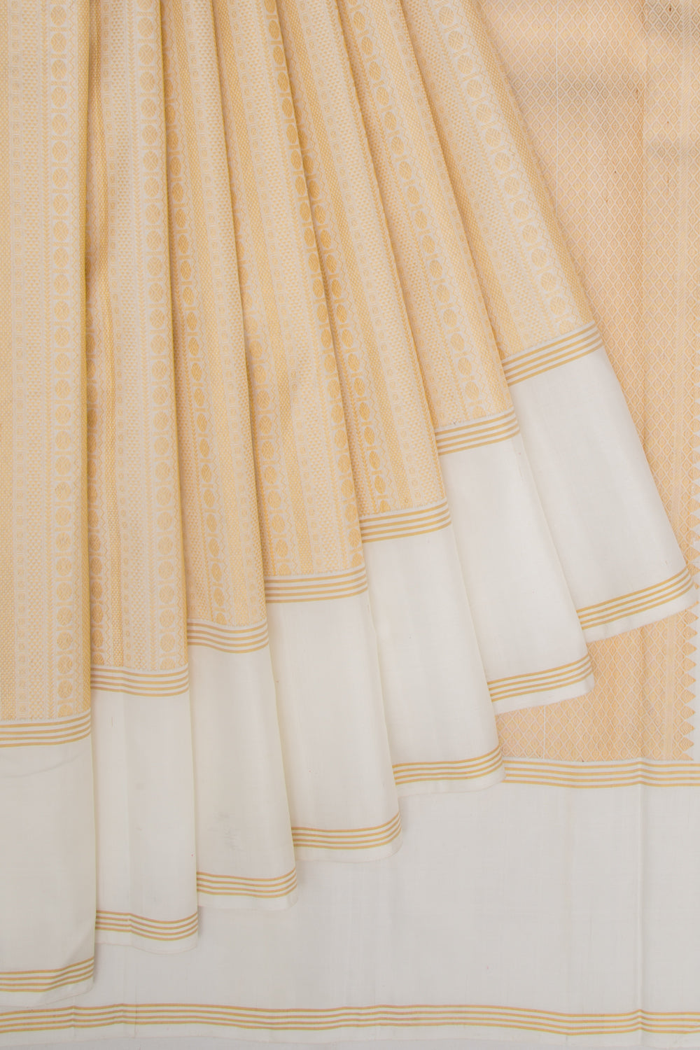 Kanchipuram Silk Brocade White Saree