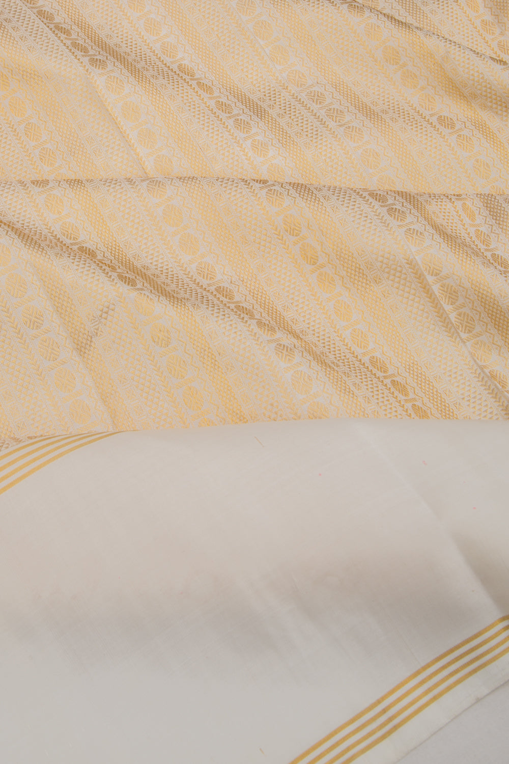 Kanchipuram Silk Brocade White Saree