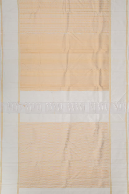 Kanchipuram Silk Brocade White Saree