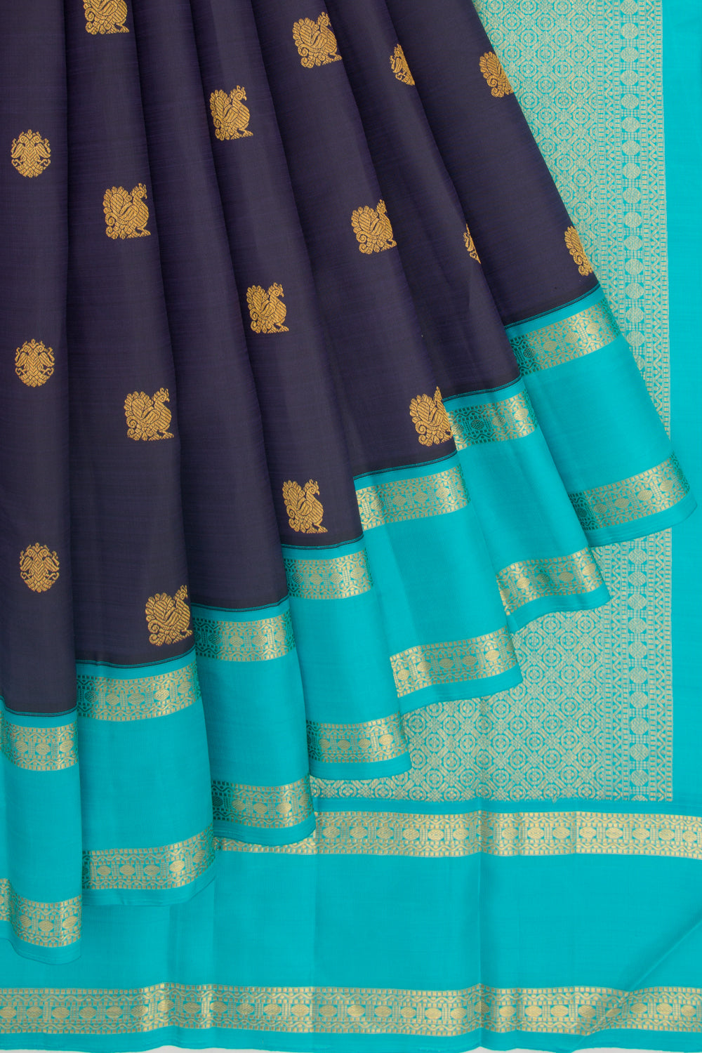 Kanchipuram Silk Butta Dark Blue Saree