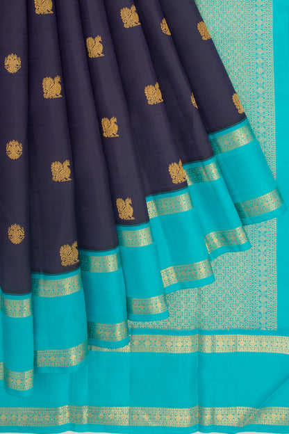 Kanchipuram Silk Butta Dark Blue Saree