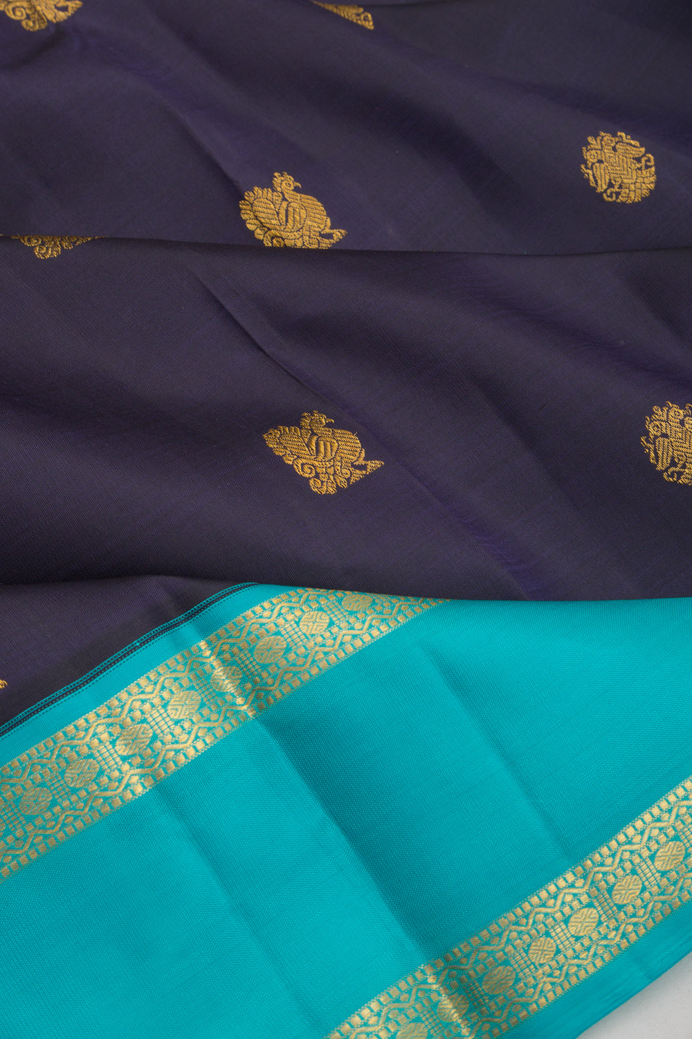 Kanchipuram Silk Butta Dark Blue Saree