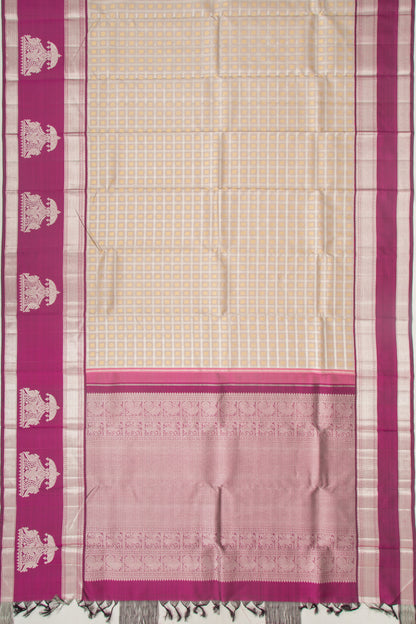 Kanchipuram Silk Checks And Butta Grey Saree