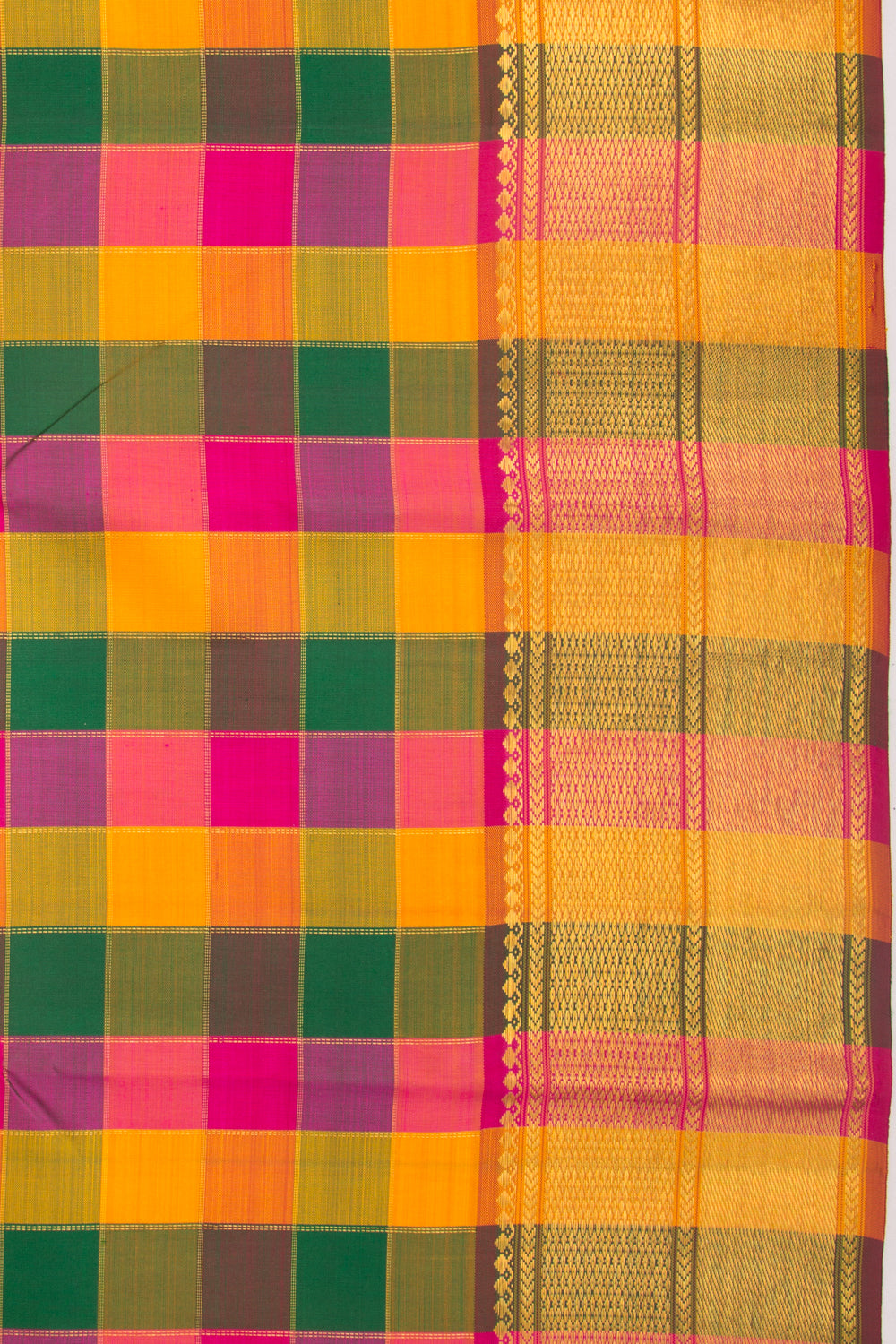 Kanchipuram Silk Checks Multicolour Saree