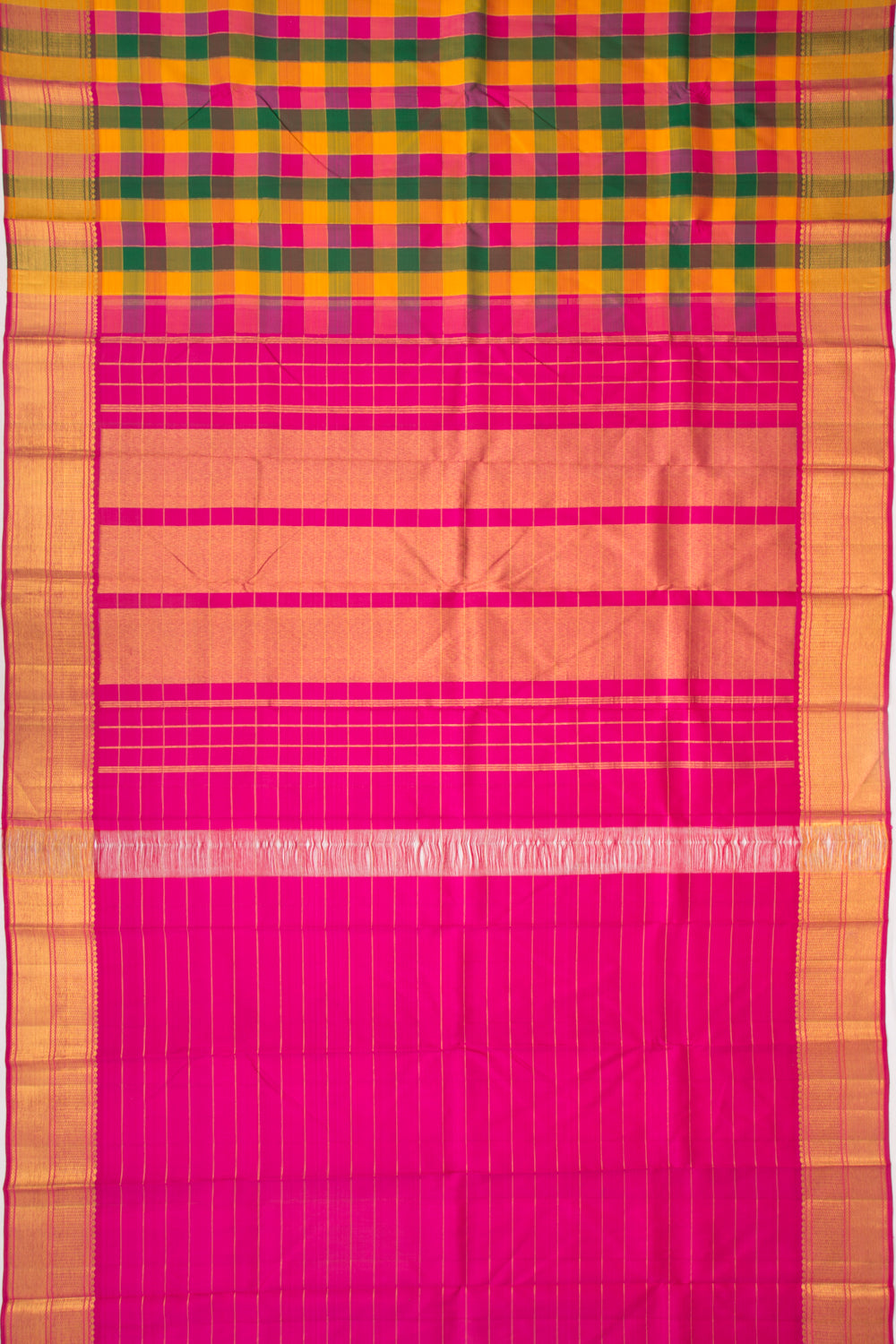 Kanchipuram Silk Checks Multicolour Saree