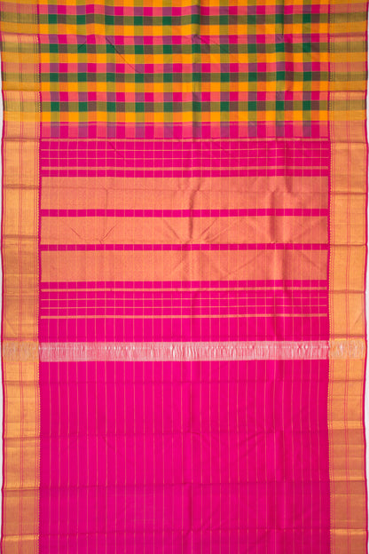 Kanchipuram Silk Checks Multicolour Saree