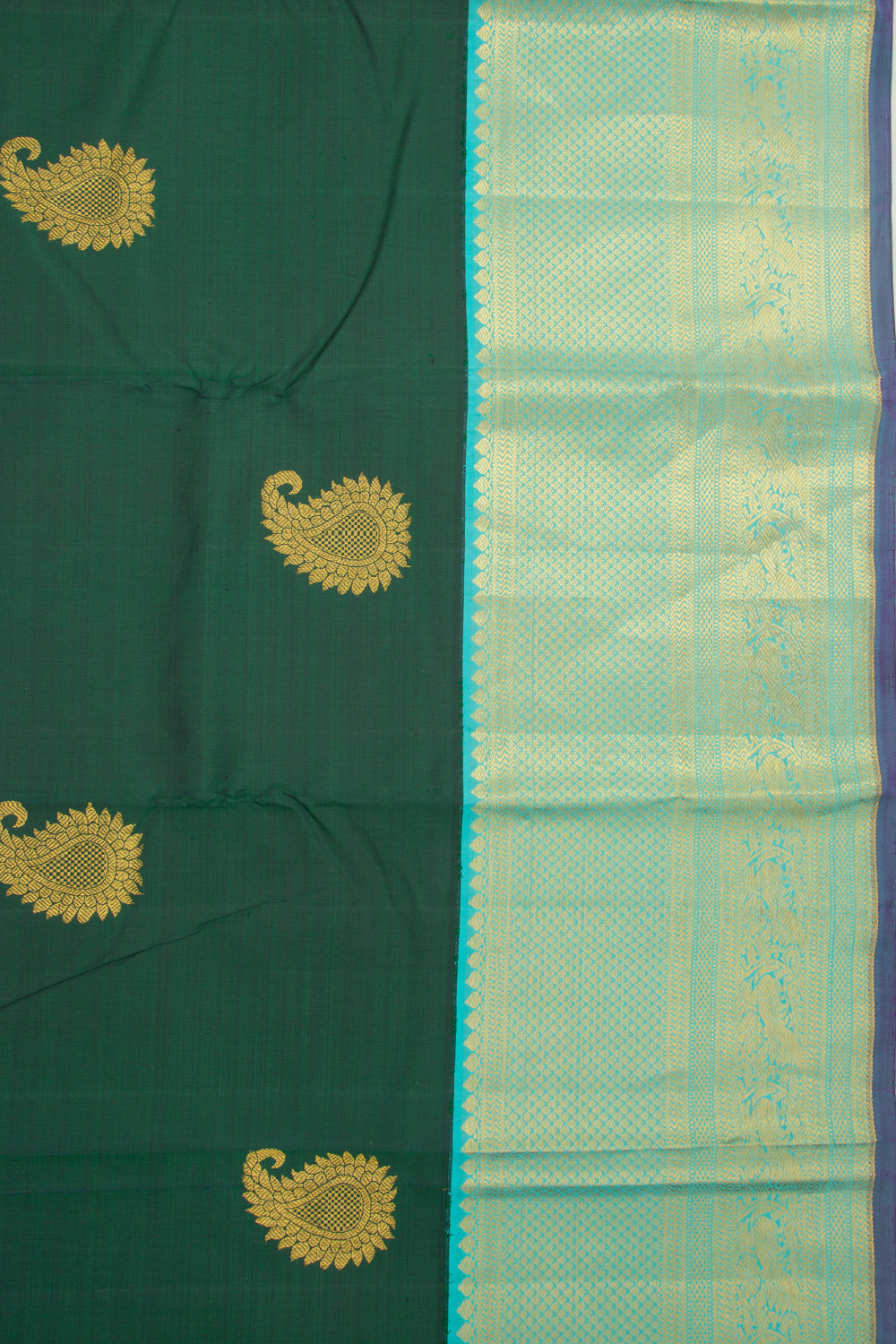Kanchipuram Silk Butta Dark Green Saree