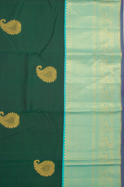 Kanchipuram Silk Butta Dark Green Saree