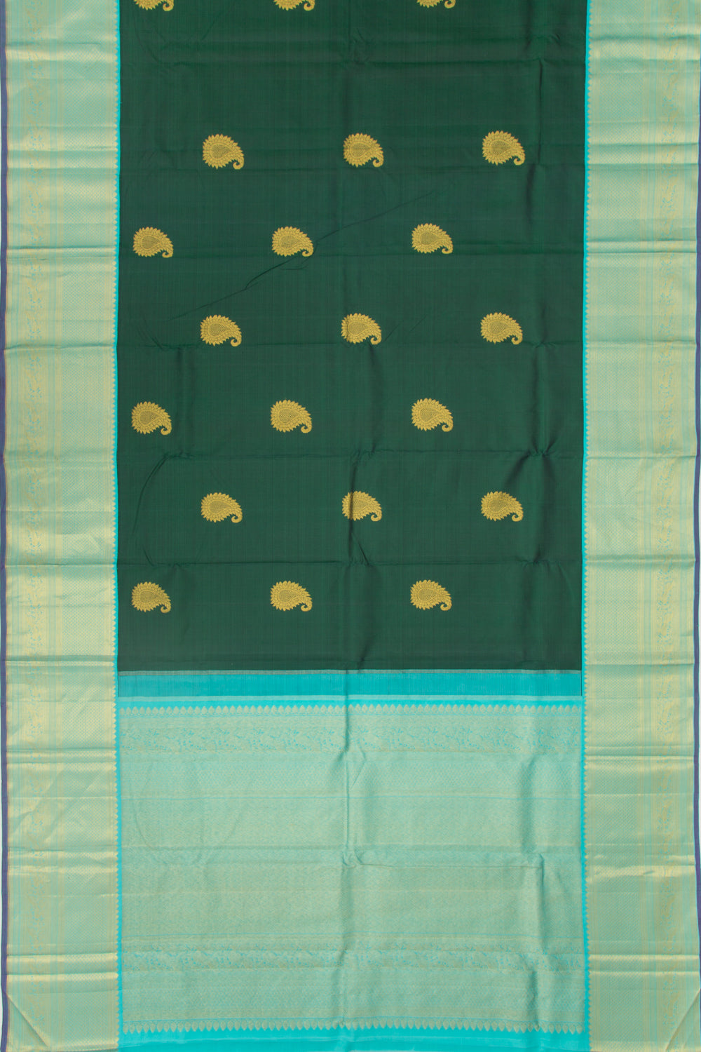 Kanchipuram Silk Butta Dark Green Saree