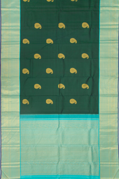 Kanchipuram Silk Butta Dark Green Saree